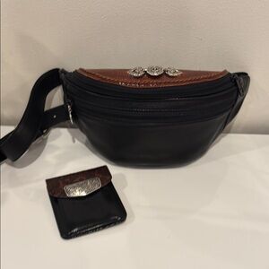 Black and Brown Leather Waist Bag